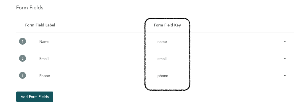 Form field keys